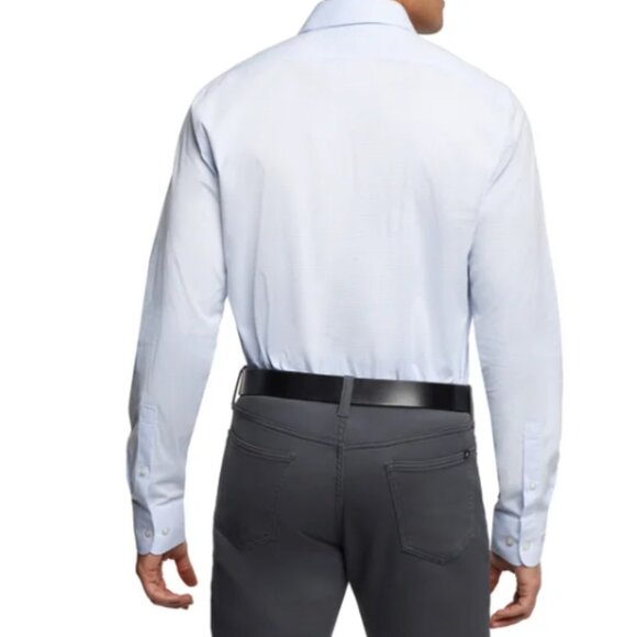 Banana Republic Men's Stretch Poplin Dress Shirt Slim Fit Plaid Blue Size XL - Picture 2 of 8